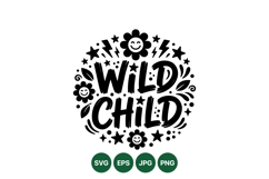 Hand Lettered Wild Child SVG Design For Crafts Product Image 1
