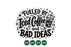 Funny Iced Coffee Quote Typography Design Product Image 1