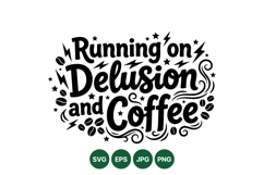 Funny Running On Coffee Typographic Clipart Product Image 1
