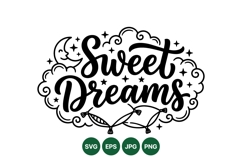 Hand Lettered Sweet Dreams SVG Design For Crafts Product Image 1