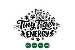 Cute Tiny Tiger Energy SVG Illustration Design Product Image 1