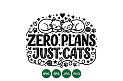 Hand Drawn Cats Typography Quote Clipart Product Image 1