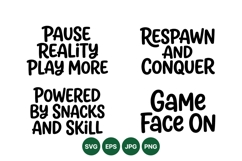 Hand Drawn Gamer Quote SVG Clipart Design Product Image 1