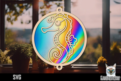 Seahorse Suncatcher Car Charm SVG, Hanging Ornament SVG Product Image 1