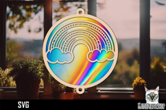 Rainbow Suncatcher Car Charm SVG, Hanging Ornament SVG Product Image 1