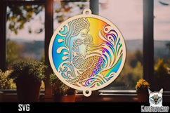 Mermaid Suncatcher Car Charm SVG, Hanging Ornament SVG Product Image 1