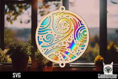 Galaxy Suncatcher Car Charm SVG, Hanging Ornament SVG Product Image 1