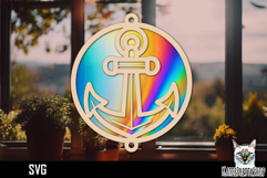 Anchor Suncatcher Car Charm SVG, Hanging Ornament SVG Product Image 1