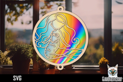Mermaid Suncatcher Car Charm SVG, Hanging Ornament SVG Product Image 1