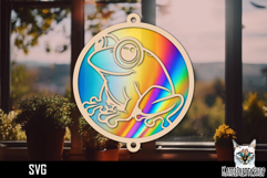 Frog Suncatcher Car Charm SVG, Hanging Ornament SVG Product Image 1