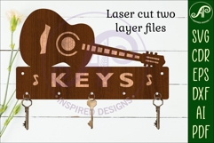 Acoustic guitar Key holder designs for wood and metal Product Image 2