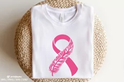 Breast Cancer Feather Svg, Breast Cancer Awareness Svg Product Image 2