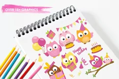 Birthday Owls Girls  graphics and illustrations - Free Design of The Week Product Image 3