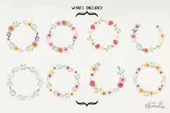 Vivid Flowers Floral 8 Wreath Watercolor Pink Purple Leaf Product Image 5