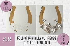 3D Floral horse shoe|Paper cutting | horse shoe svg Product Image 2