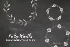 Mono Watercolor 7 Wreaths Flowers Leaves Black & White Product Image 2