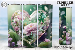 Rose Heart Tumbler Wrap Sublimation, 20 Product Image 1