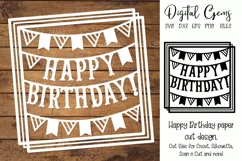 Happy Birthday paper cut design SVG / DXF / EPS / PNG files Product Image 1