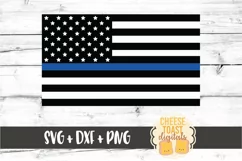 Thin Blue Line US Flag - Police Officer SVG PNG DXF Cut File Product Image 2