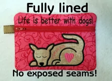 ITH Love My Dog Zipper Bag - Fully Lined, 5X7 HOOP Product Image 2