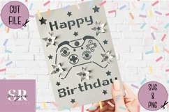 Happy Birthday Gamer card| Paper cutting | Gamer card SVG Product Image 3