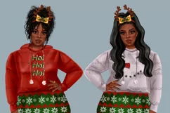 African Amrican girl clipart, Plus size girl clipart, Xmas Product Image 11