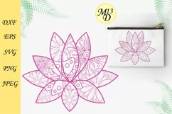 Silhouette of lotus with zentangle flowers. Love zentangle Product Image 1