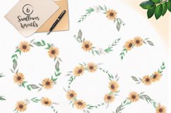 Watercolor Flowers Sunflower Florals Patterns Bouquets Frames Clipart  Product Image 3