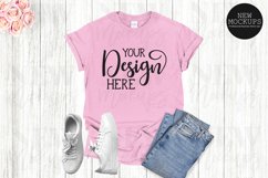 Gildan 500 Light Pink unisex T-Shirt Mockup / Flat Lay Product Image 1