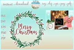 Merry Christmas Wreath Christmas Holiday SVG Dxf Eps Png PDF Product Image 1