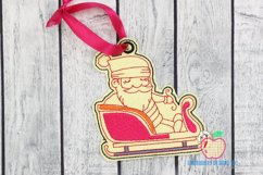 Santa Riding His Sleigh Ornament Embroidery Product Image 1