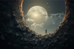Lunar dream: solitary figure gazing at moonlit sky Product Image 1