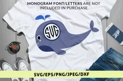 Cute Whale - Animal SVG EPS DXF PNG Monogram Cutting Files Product Image 1