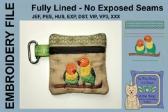 Love Birds Mini Zipper Bag / Fully Lined, 4X4 HOOP Product Image 1