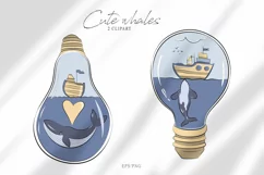 Whale clipart. Fantasy cute underwater illustration Product Image 7