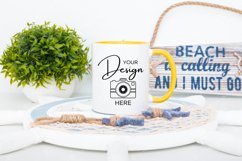 Mug Mockup 11 Oz Blank White Coffee Cup Yellow Handle Summer Product Image 1