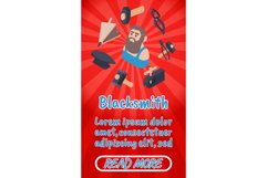 Blacksmith concept banner, comics isometric style Product Image 1