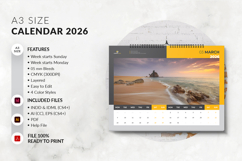 Minimalist A3 Landscape Calendar 2026