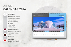 Modern A3 Landscape Calendar 2026