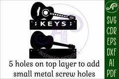 Acoustic guitar Key holder designs for wood and metal Product Image 3