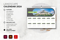 Aesthetic landscape calendar 2026