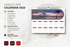 A3 landscape desk calendar 2026 minimalist