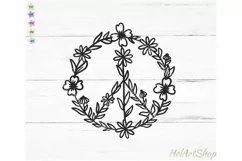 Wildflower peace sign svg, hippie svg, peace symbol svg Product Image 2