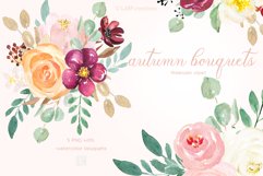 Autumn watercolour bouquets. Fall watercolor clipart. HAND P Product Image 3