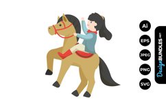 Girls Horse Riding Clipart Product Image 1