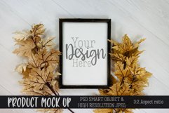 Wood sign with leaves MOCKUP | PSD & JPEG Product Image 1