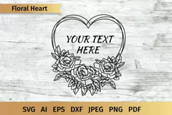 Heart SVG | Monogram SVG Floral Heart | Love SVG Product Image 6