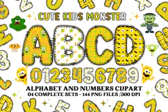 Cute Kids Monster Alphabet & Numbers doodle PNG Clipart Product Image 1