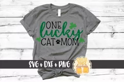 One Lucky Cat Mom - St Patrick's Day - SVG PNG DXF Cut Files Product Image 1