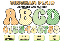 Gingham Plaid Alphabet Letters &amp; Numbers Clipart PNG 300DPI Product Image 1